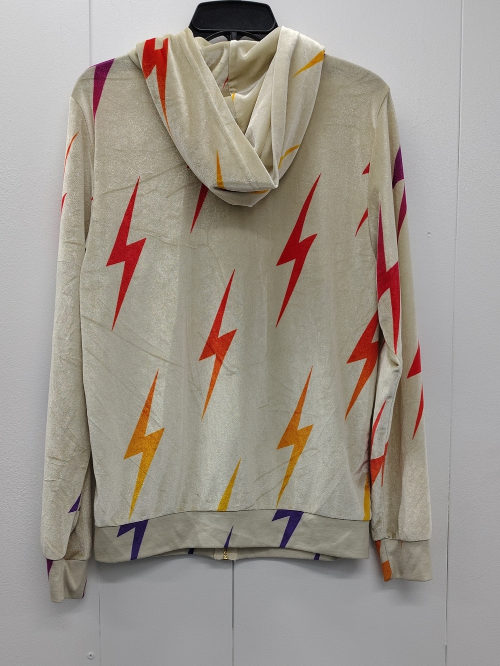 Aviator Nation Full Zip Hoodie with Multi-Color Lightning Bolts Plush Size L - Picture 4 of 4